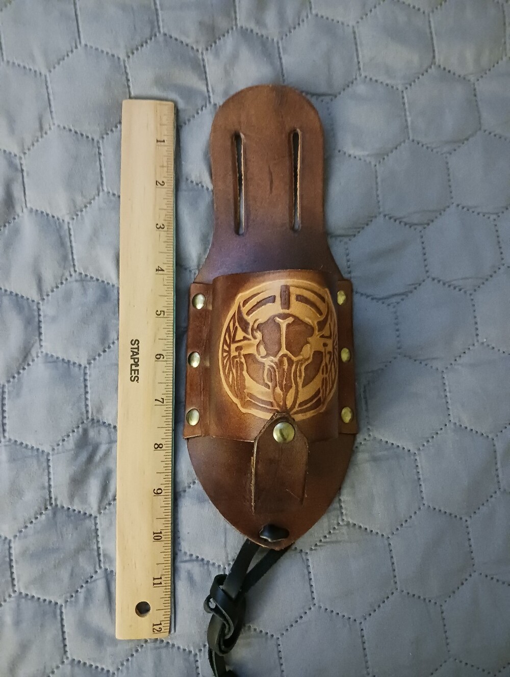 Leather Beer Bottle Holder Holster Hand Tooled Leather Excellent Condition